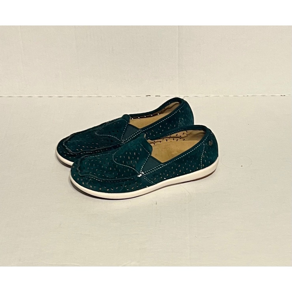 Spenco Women's Size 5.5 Teal Perforated Suede Slip On Shoes